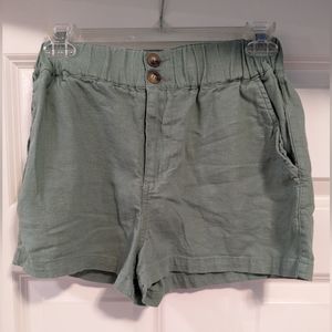 Forever 21 Linen Blend Olive Green Shorts